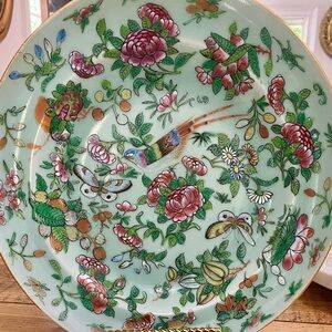 10” 19th Century Celadon Rose Canton Plate